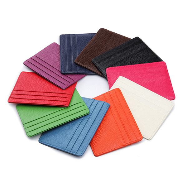 Front Pocket RFID Blocking Leather Card Holder with ID Window 