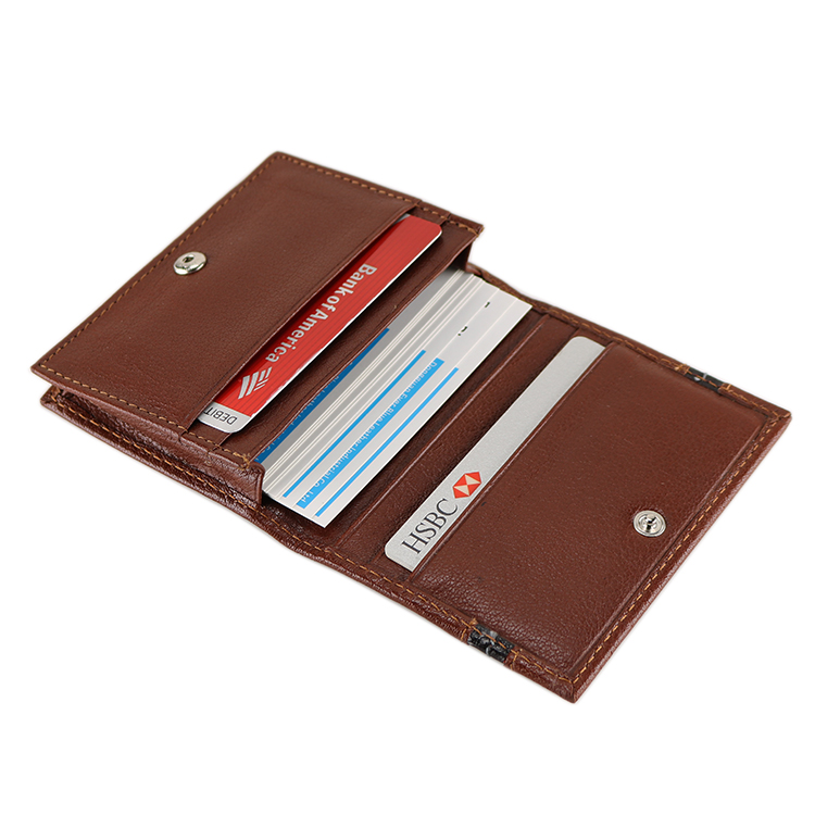 Leather Bifold Multi Card Organizer Holder with Button Closure