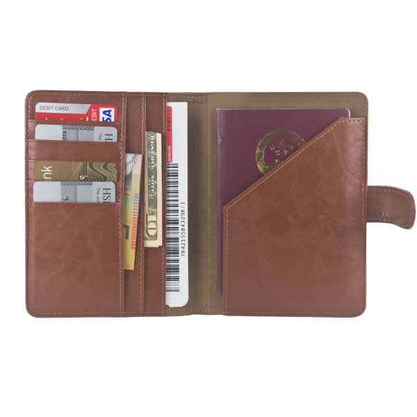 Vintage Leather Passport Holder Wallet with Magnetic Closure