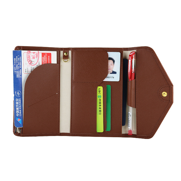Trifold Saffiano Leather Travel Wallet Card Holder Passport Organizer
