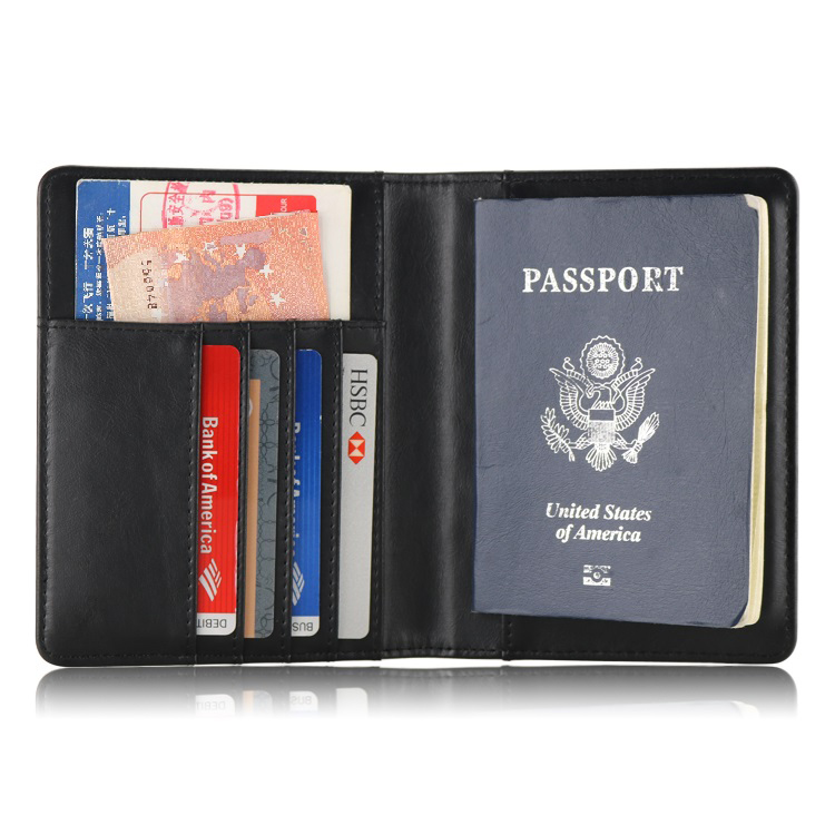 RFID Blocking Premium PU Leather Passport Holder Travel Wallet