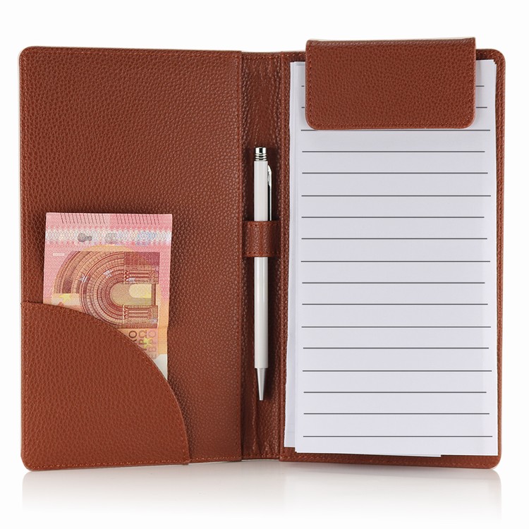 Leather Bifold Check Presenter with Pen Slot for Hotel and Bar
