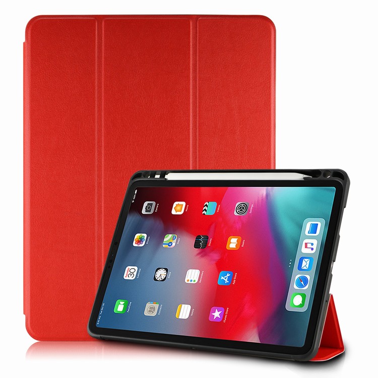 Trifold PU Leather Slim Stand Tablet Cover Case for iPad Pro 11 2018 with TPU Back Pencil Holder 