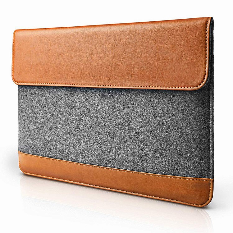 PU and Felt Slim Laptop Sleeve with Magnet Closure and Accessories Pocket for Macbook Pro 13 inch 2019