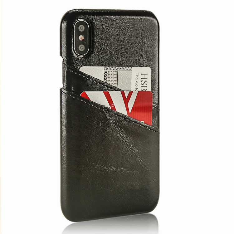 Genuine Leather Phone Case with 2 Card Slots for iPhone X