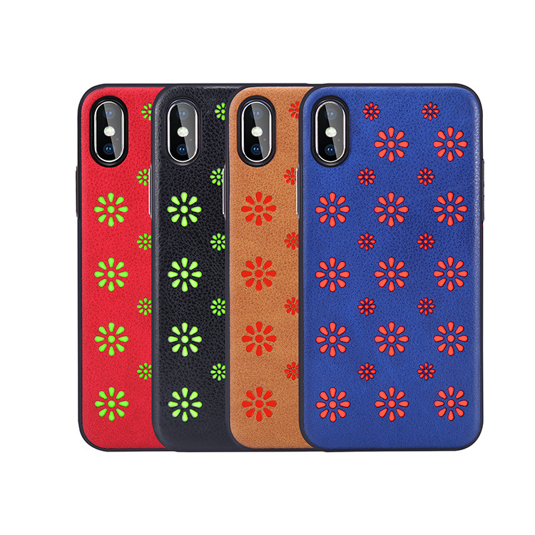 Flower Design Creative PU Leather Slim Protective Cover Case for iPhone XS