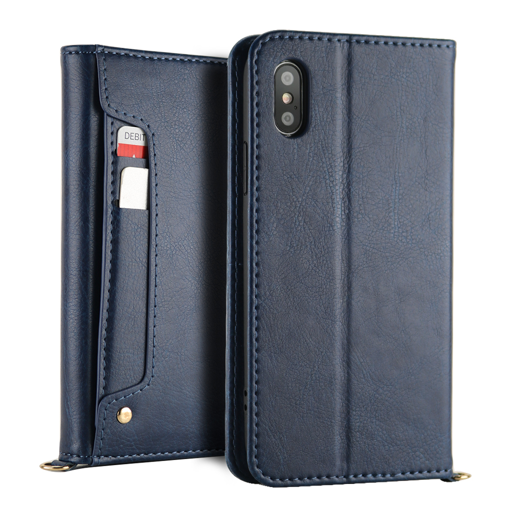Pu and TPU Phone Cover Case Wallet with Removable Card Holder for Iphone XR