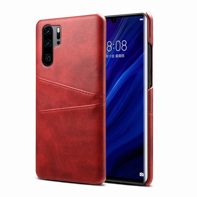 Anti-scratch Super Thin Leather Back Cover Case with Card Slots for Huawei P30 Pro